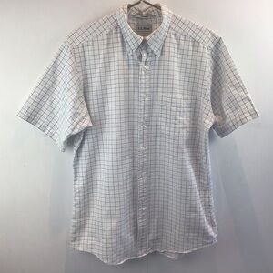 LL Bean 100% cotton windowpane check button down short sleeve shirt Neck size 16